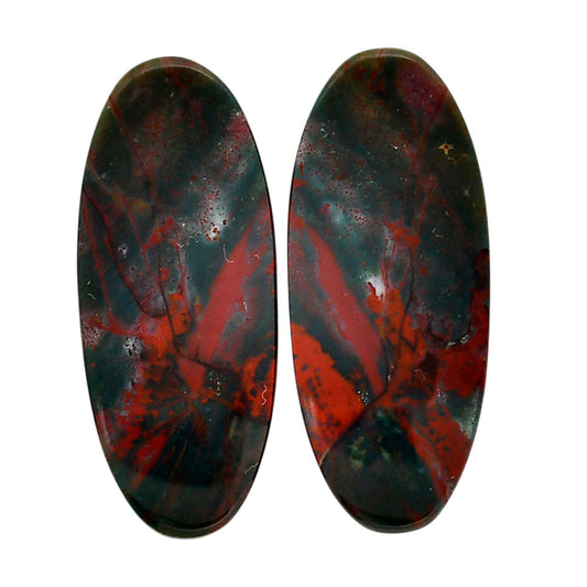 Blood Stone Pair 13.5x32.4x4.5 mm Oval Shape Polished Gemstone LS32-04539