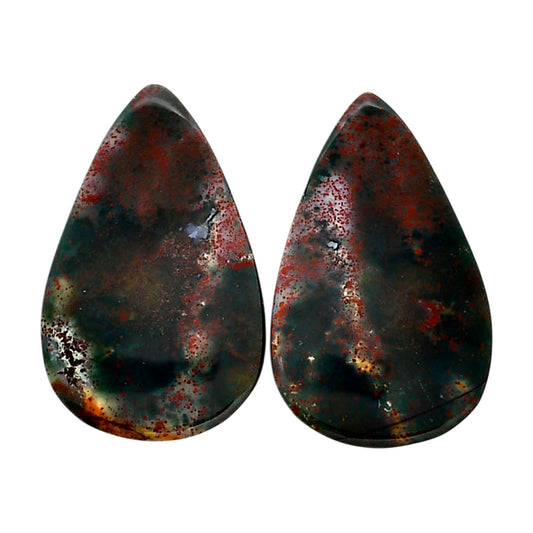 Blood Stone Pair 16x25.8x4.3 mm Pear Shape Polished Gemstone LS32-04541