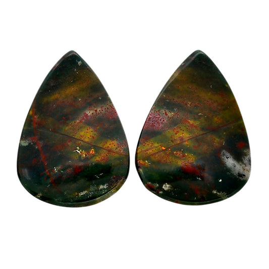 Blood Stone Pair 18.25x24.9x4.5 mm Pear Shape Polished Gemstone LS32-04542