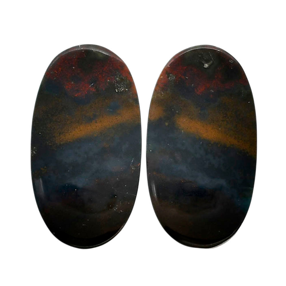 Blood Stone Pair 14.3x26.3x4.5 mm Oval Shape Polished Gemstone LS32-04544