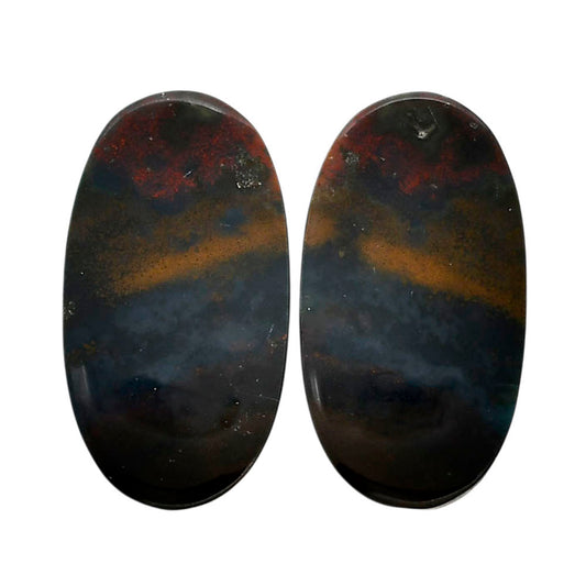 Blood Stone Pair 14.3x26.3x4.5 mm Oval Shape Polished Gemstone LS32-04544