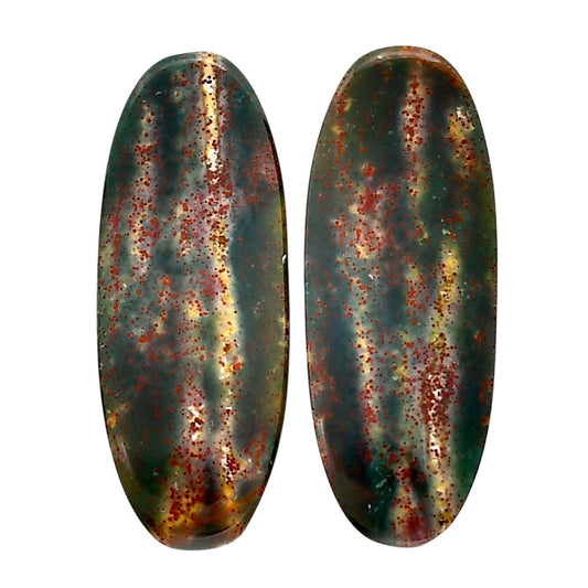 Blood Stone Pair 11.6x30.3x4.5 mm Oval Shape Polished Gemstone LS32-04545
