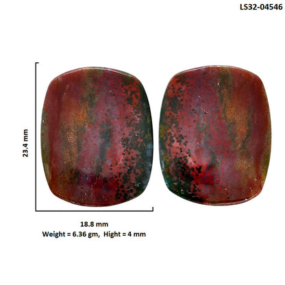 Blood Stone Pair 18.8x23.4x4 mm Cushion Shape Polished Gemstone LS32-04546