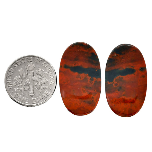 Blood Stone Pair 14.4x25.15x4 mm Oval Shape Polished Gemstone LS32-04548