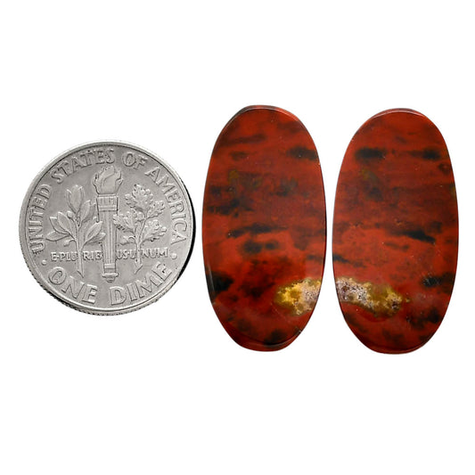 Blood Stone Pair 12.7x24.9x4.5 mm Oval Shape Polished Gemstone LS32-04549