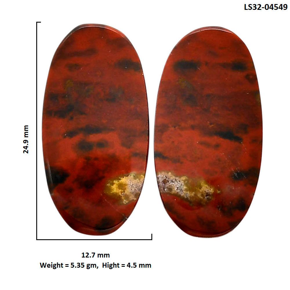 Blood Stone Pair 12.7x24.9x4.5 mm Oval Shape Polished Gemstone LS32-04549