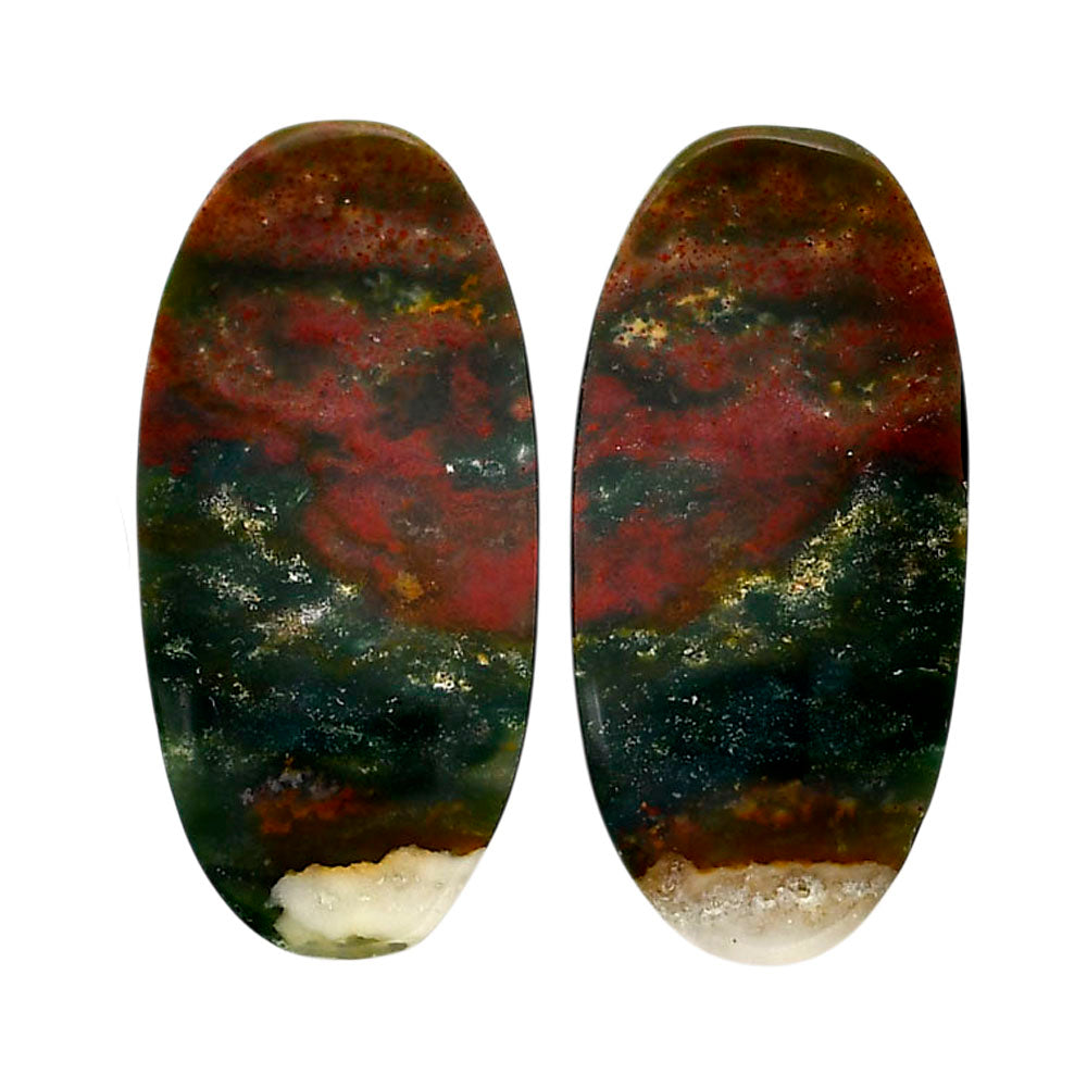 Blood Stone Pair 15.2x31.9x4.4 mm Oval Shape Polished Gemstone LS32-04550