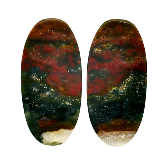 Blood Stone Pair 15.2x31.9x4.4 mm Oval Shape Polished Gemstone LS32-04550