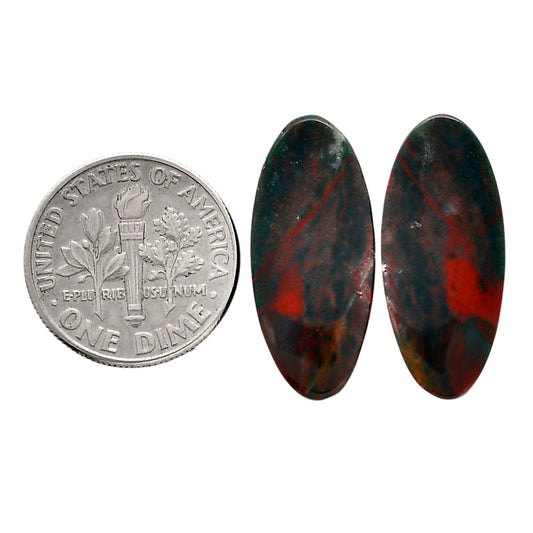 Blood Stone Pair 10.2x23.7x4 mm Oval Shape Polished Gemstone LS32-04552
