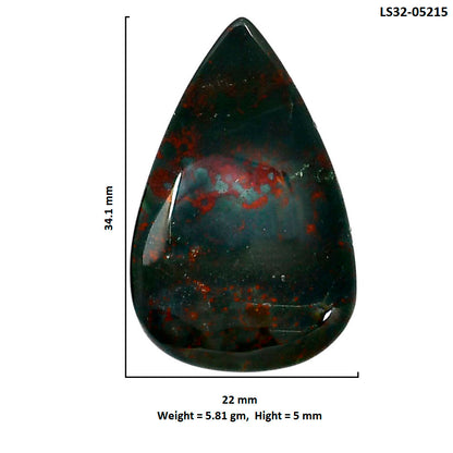 Blood Stone 22x34.1x5 mm Pear Shape Polished Gemstone LS32-05215