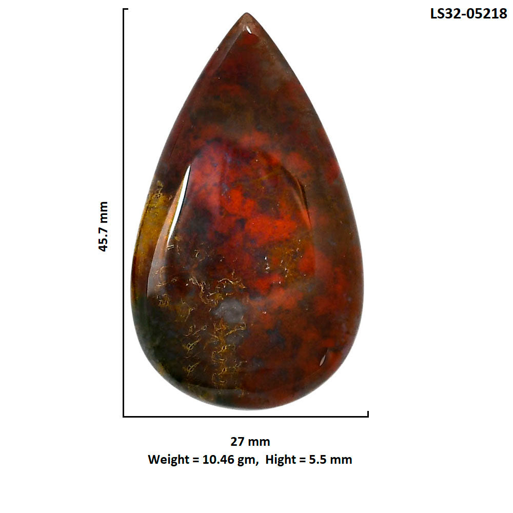 Blood Stone 27x45.7x5.5 mm Pear Shape Polished Gemstone LS32-05218