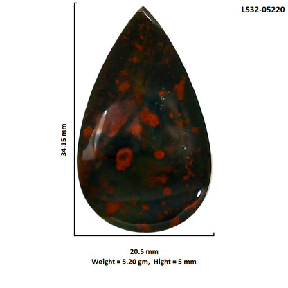 Blood Stone 20.5x34.15x5 mm Pear Shape Polished Gemstone LS32-05220