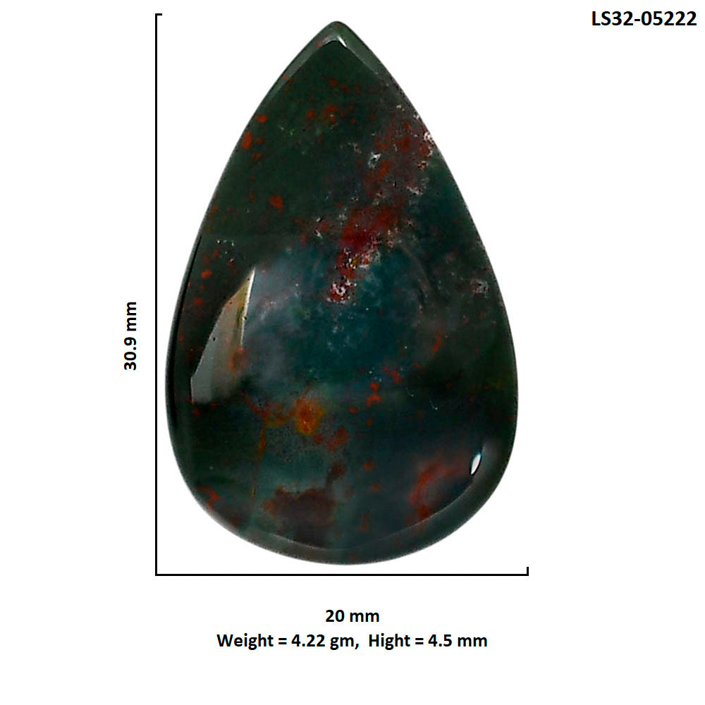 Blood Stone 20x30.9x4.5 mm Pear Shape Polished Gemstone LS32-05222