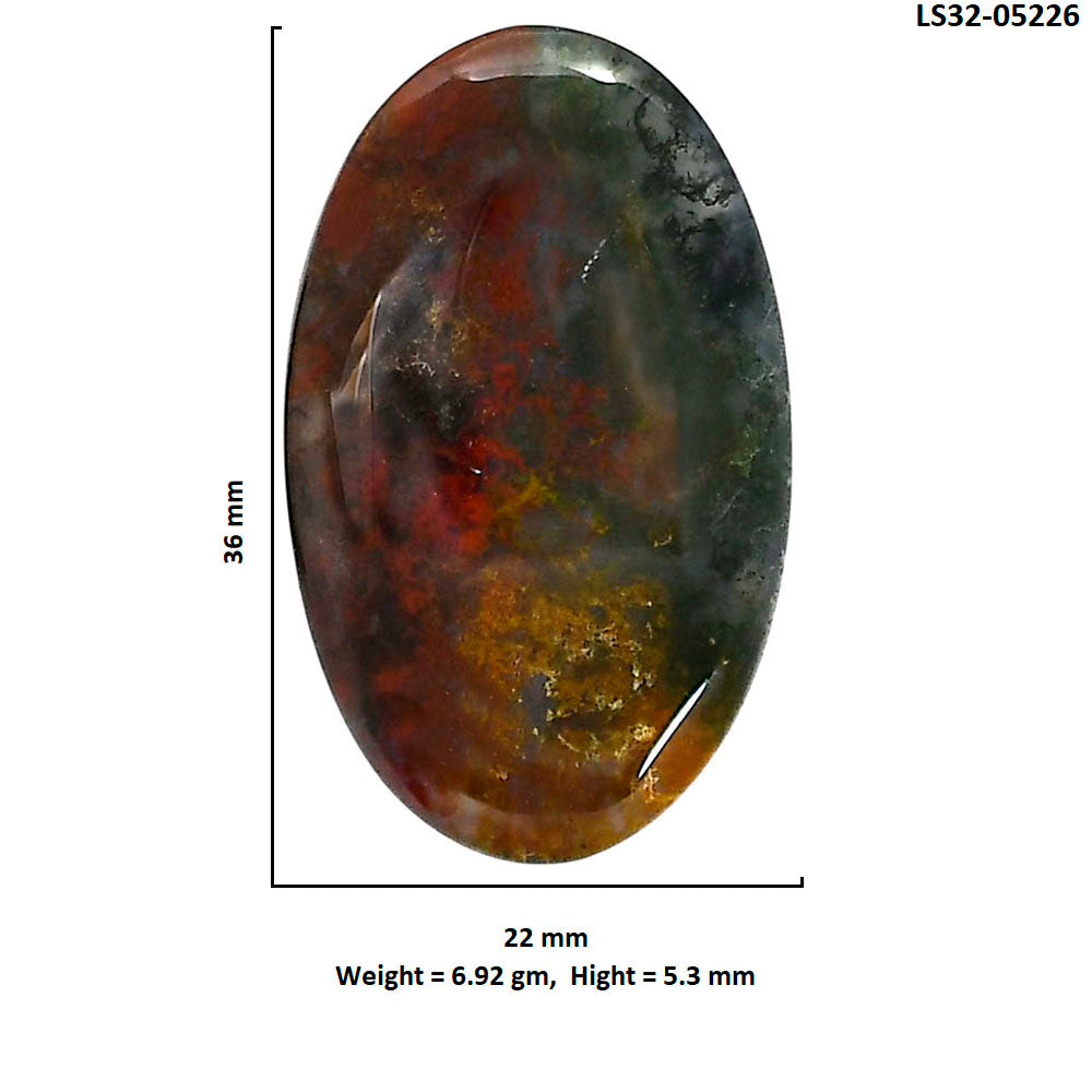 Blood Stone 22x36x5.3 mm Oval Shape Polished Gemstone LS32-05226