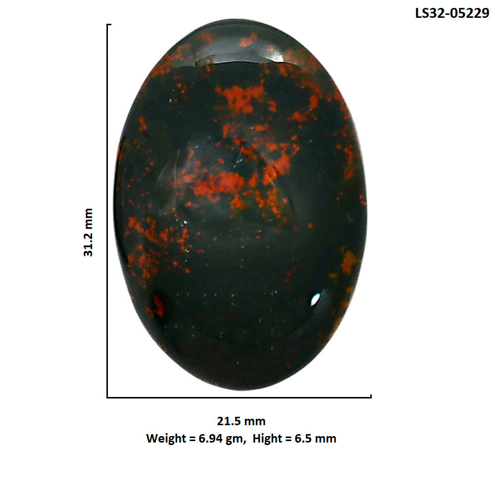 Blood Stone 21.5x31.2x6.5 mm Oval Shape Polished Gemstone LS32-05229