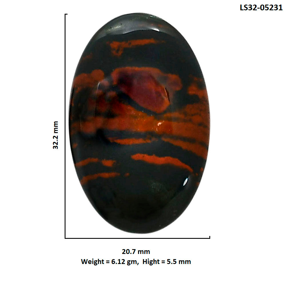 Blood Stone 20.7x32.2x5.5 mm Oval Shape Polished Gemstone LS32-05231