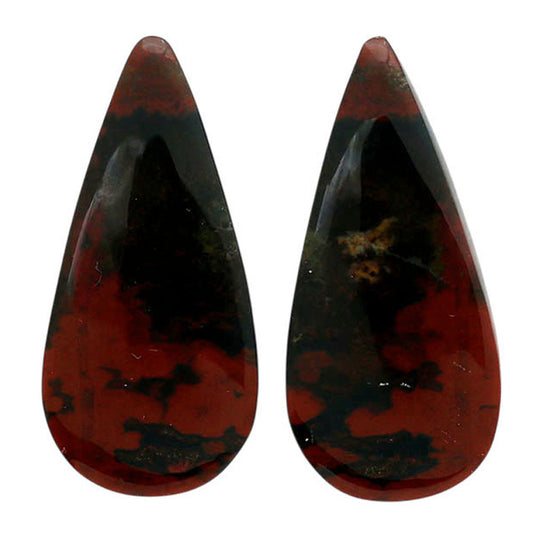 Blood Stone Pair 12x25.6x4.4 mm Pear Shape Polished Gemstone LS32-06965