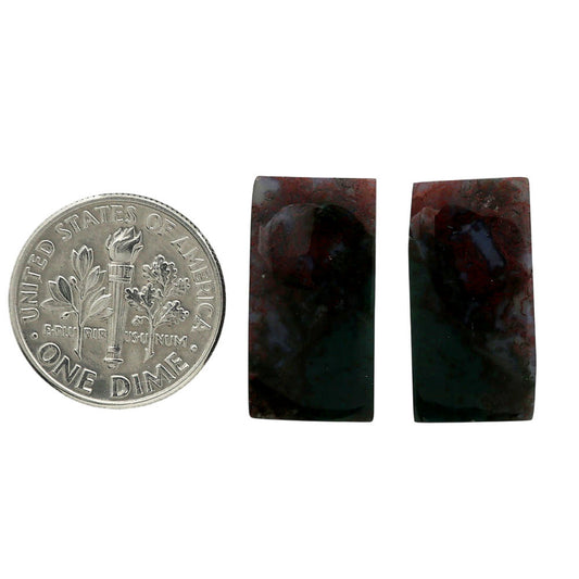 Blood Stone Pair 10.2x19.9x4 mm Baguette Shape Polished Gemstone LS32-06966