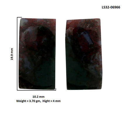 Blood Stone Pair 10.2x19.9x4 mm Baguette Shape Polished Gemstone LS32-06966