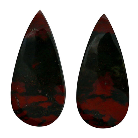 Blood Stone Pair 12.3x26.3x4 mm Pear Shape Polished Gemstone LS32-06967
