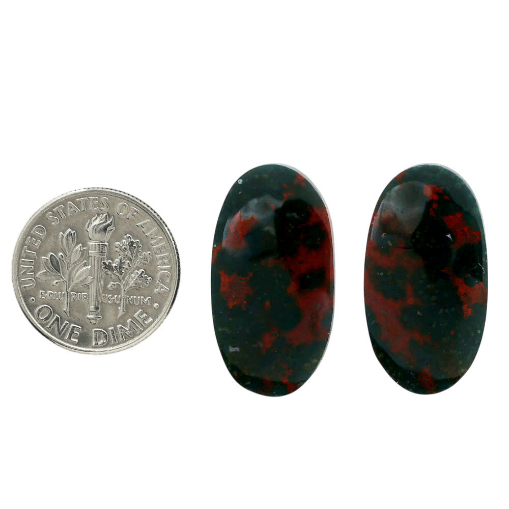Blood Stone Pair 13.1x24.6x4 mm Oval Shape Polished Gemstone LS32-06968