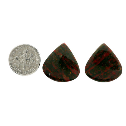 Blood Stone Pair 21x22x4.5 mm Heart Shape Polished Gemstone LS32-06969