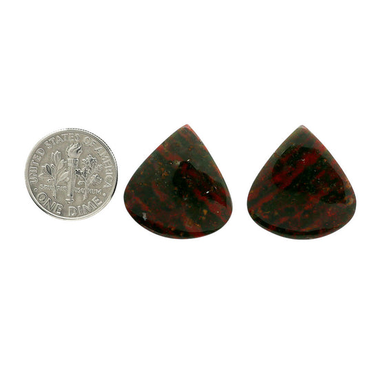 Blood Stone Pair 21x22x4.5 mm Heart Shape Polished Gemstone LS32-06969