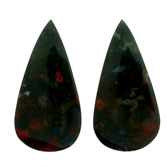 Blood Stone Pair 12x23.45x4 mm Pear Shape Polished Gemstone LS32-06970