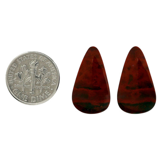 Blood Stone Pair 12.7x22.15x4.3 mm Pear Shape Polished Gemstone LS32-06971