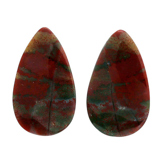 Blood Stone Pair 14.2x24.2x4.3 mm Pear Shape Polished Gemstone LS32-06973