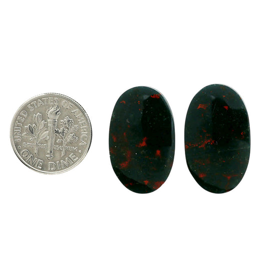 Blood Stone Pair 14.3x23.55x4.2 mm Oval Shape Polished Gemstone LS32-06975