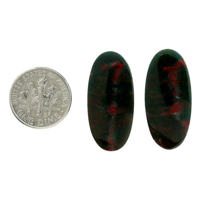 Blood Stone Pair 13.4x28.7x3.5 mm Oval Shape Polished Gemstone LS32-06976