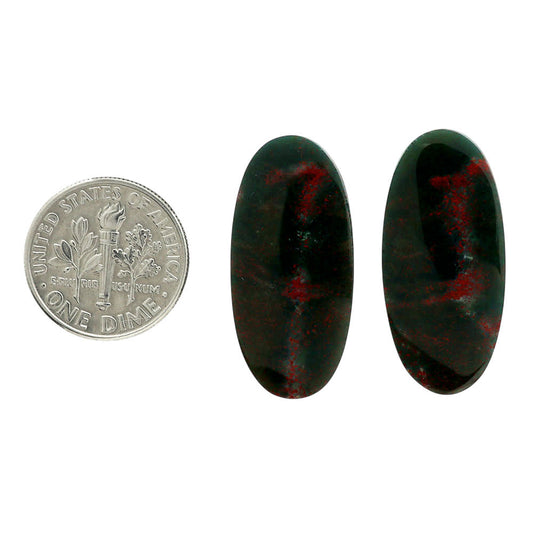 Blood Stone Pair 13.4x28.7x3.5 mm Oval Shape Polished Gemstone LS32-06976