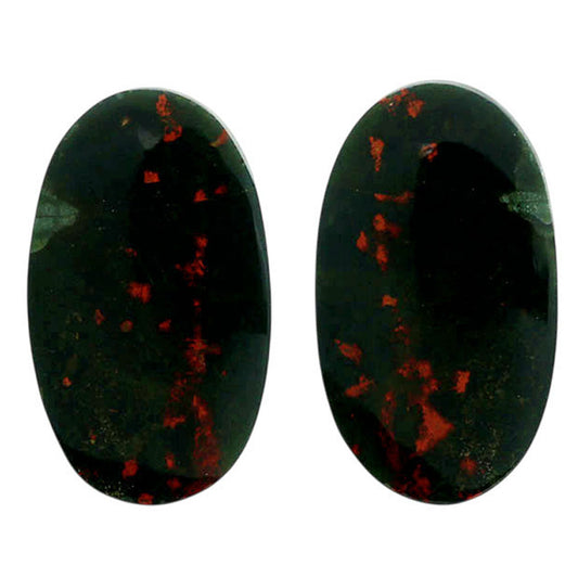 Blood Stone Pair 15x25.8x4 mm Oval Shape Polished Gemstone LS32-06977