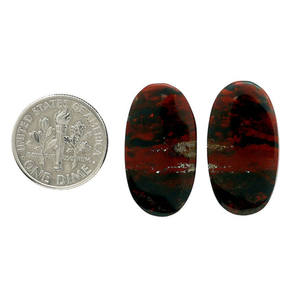 Blood Stone Pair 13.2x24.65x4.3 mm Oval Shape Polished Gemstone LS32-06980