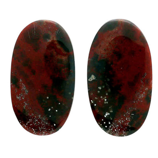 Blood Stone Pair 13.7x24.5x4 mm Oval Shape Polished Gemstone LS32-06982