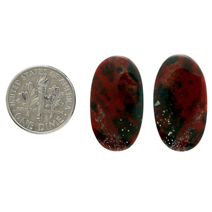 Blood Stone Pair 13.7x24.5x4 mm Oval Shape Polished Gemstone LS32-06982