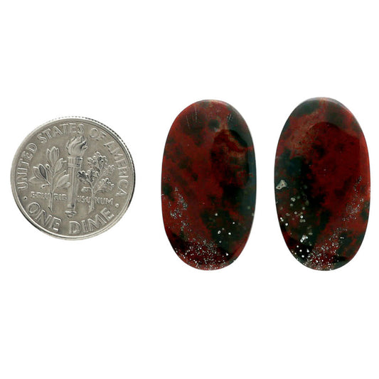 Blood Stone Pair 13.7x24.5x4 mm Oval Shape Polished Gemstone LS32-06982