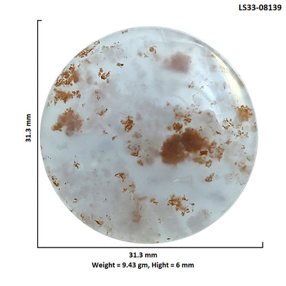 Robinson Ranch Plume Agate 31.3x31.3x6 mm Round Shape Polished Gemstone LS33-08139
