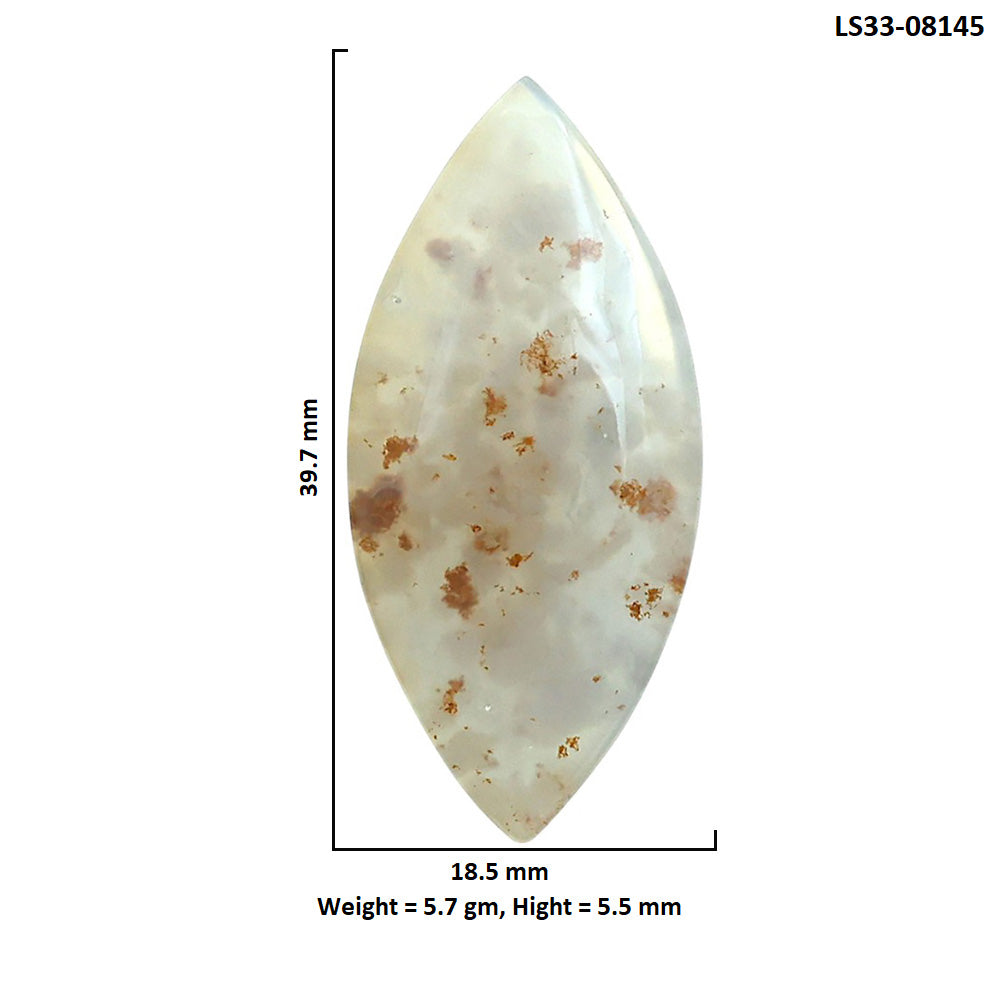 Robinson Ranch Plume Agate 18.5x39.7x5.5 mm Marquise Shape Polished Gemstone LS33-08145