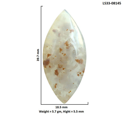 Robinson Ranch Plume Agate 18.5x39.7x5.5 mm Marquise Shape Polished Gemstone LS33-08145