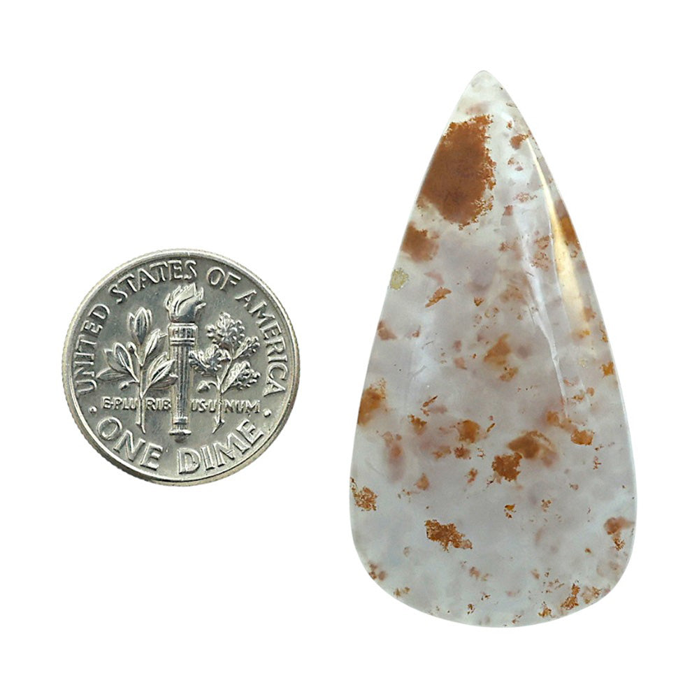 Robinson Ranch Plume Agate 21.55x41.9x6 mm Pear Shape Polished Gemstone LS33-08146