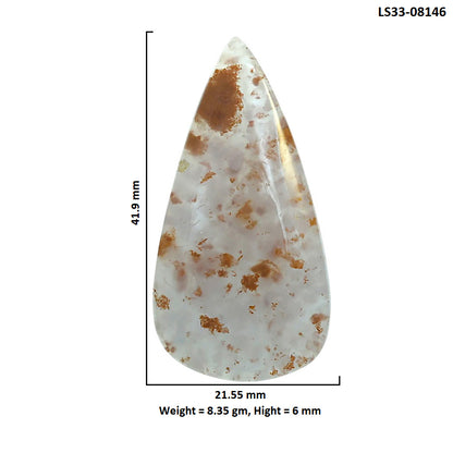 Robinson Ranch Plume Agate 21.55x41.9x6 mm Pear Shape Polished Gemstone LS33-08146