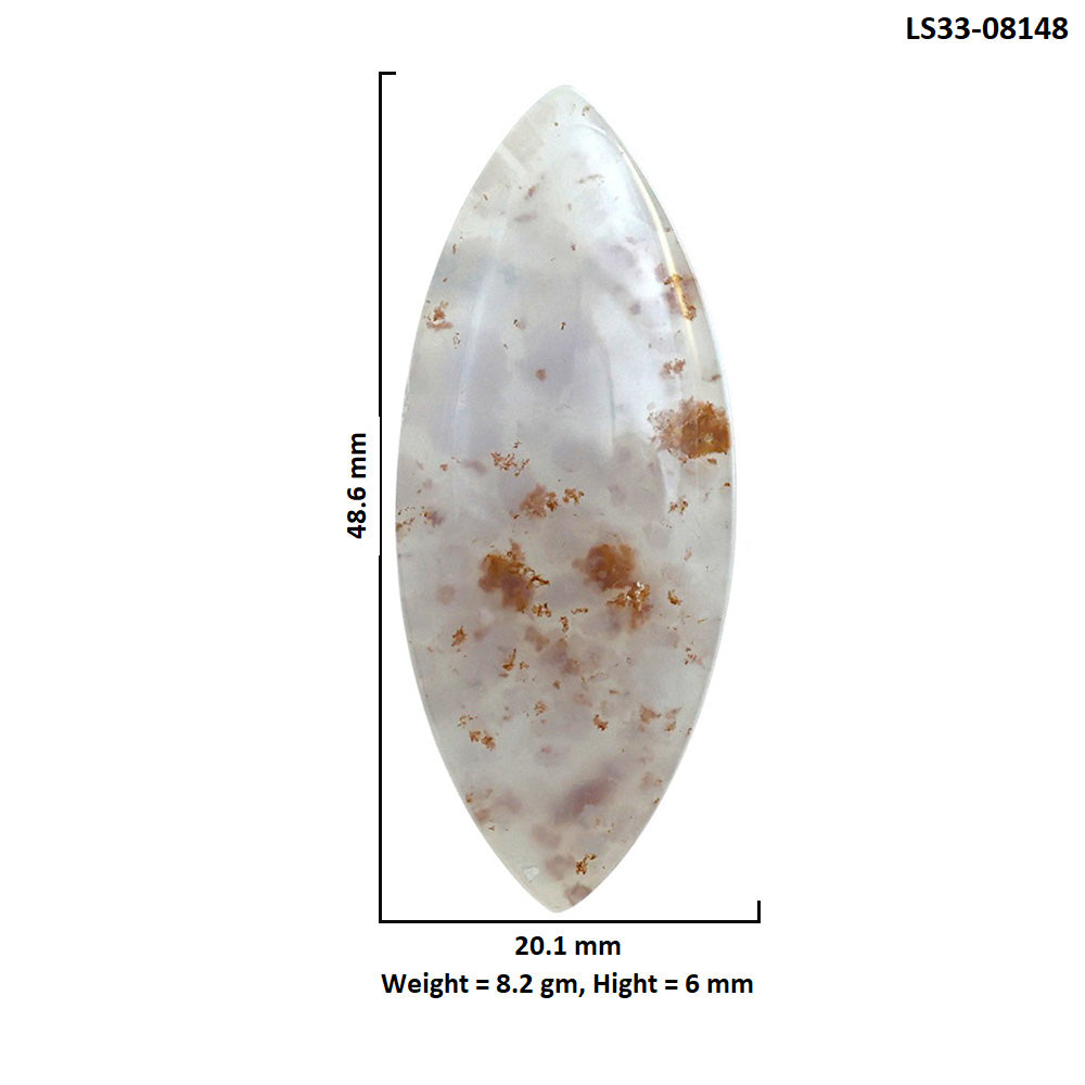 Robinson Ranch Plume Agate 20.1x48.6x6 mm Marquise Shape Polished Gemstone LS33-08148