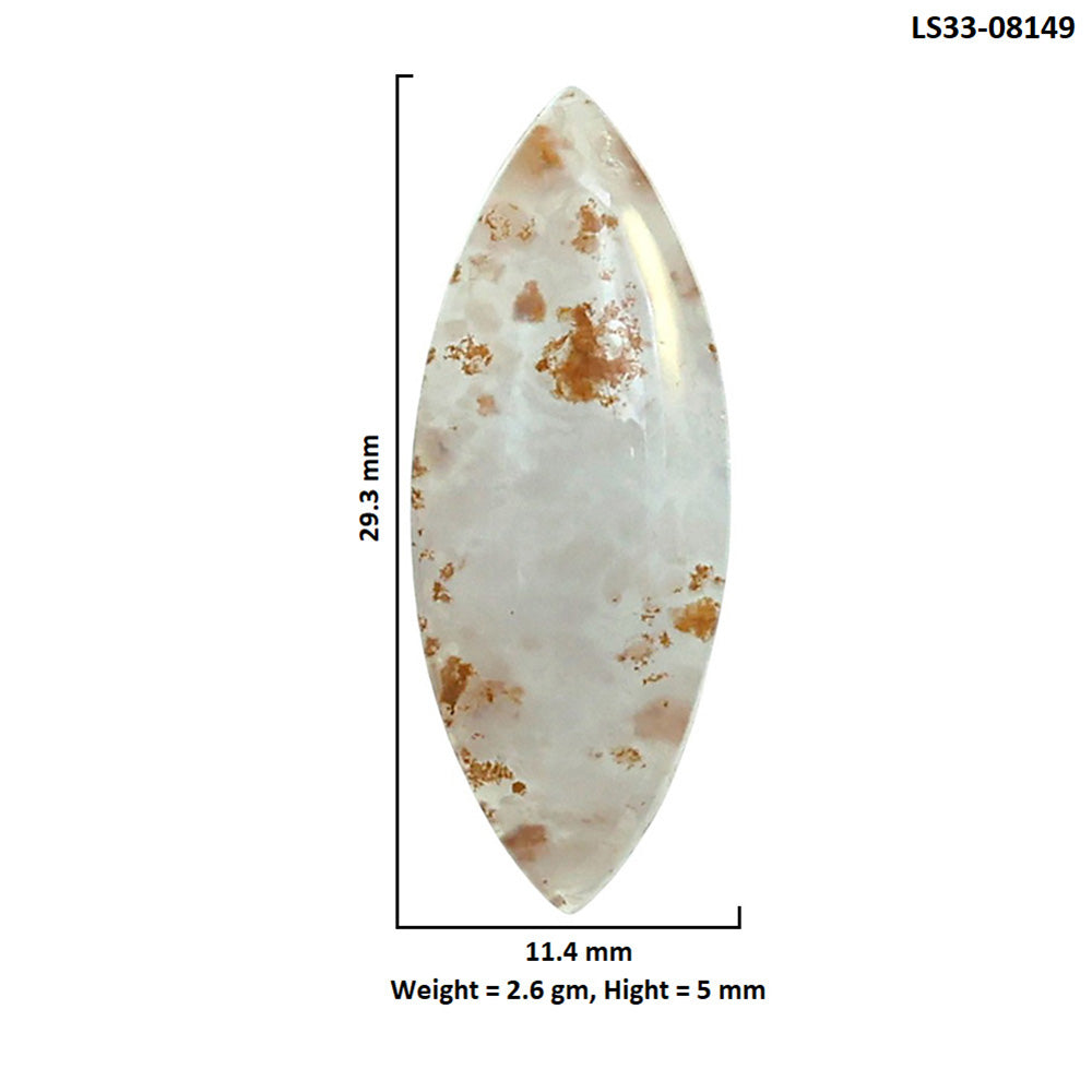 Robinson Ranch Plume Agate 11.4x29.3x5 mm Marquise Shape Polished Gemstone LS33-08149