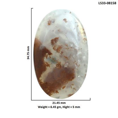 Robinson Ranch Plume Agate 21.45x34.75x5 mm Oval Shape Polished Gemstone LS33-08158