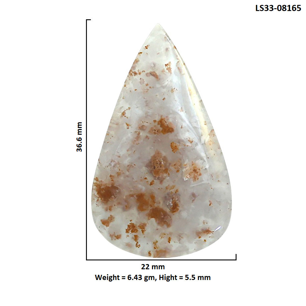 Robinson Ranch Plume Agate 22x36.6x5.5 mm Pear Shape Polished Gemstone LS33-08165