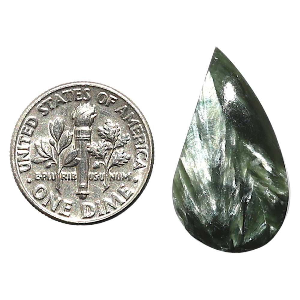 Natural Russian Seraphinite 14.5x25.4x4.5 mm Pear Shape Polished Gemstone LS35-010173