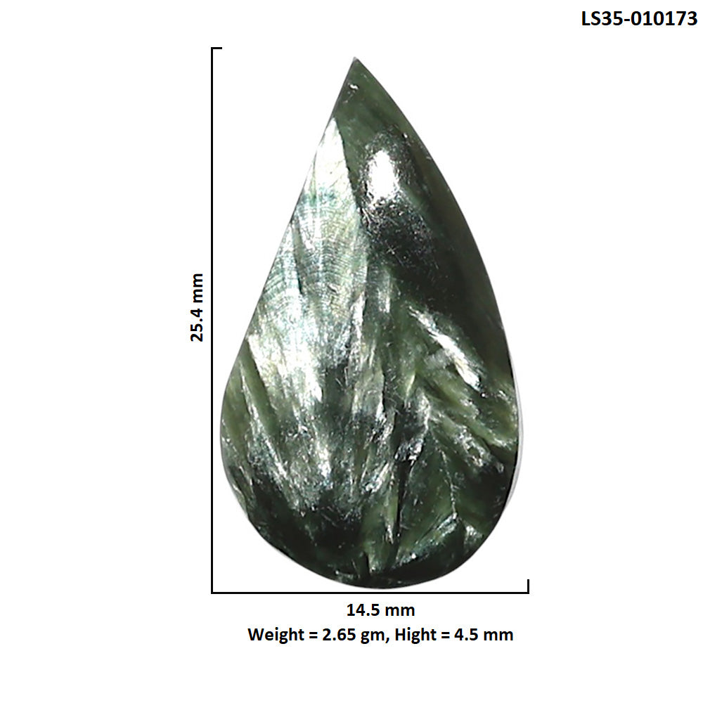 Natural Russian Seraphinite 14.5x25.4x4.5 mm Pear Shape Polished Gemstone LS35-010173