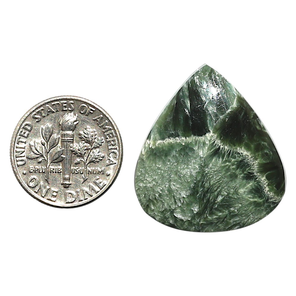 Natural Russian Seraphinite 23.8x26.45x5.5 mm Heart Shape Polished Gemstone LS35-010174